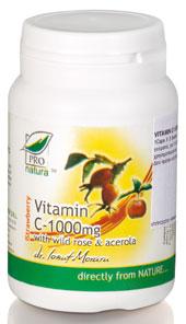 Pro Natura Vitamin C 1000 mg with Wild Rose & Acerola 60 tabs strawberry
