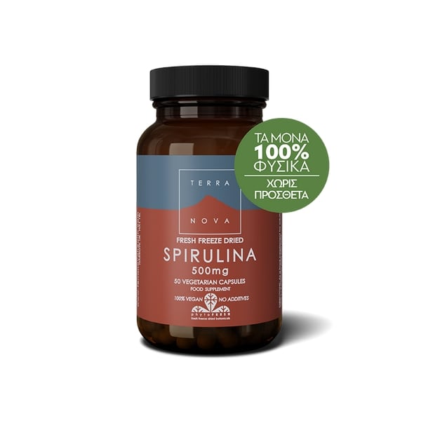 Terra Nova Spirulina 500 mg freeze dried 50 veg caps